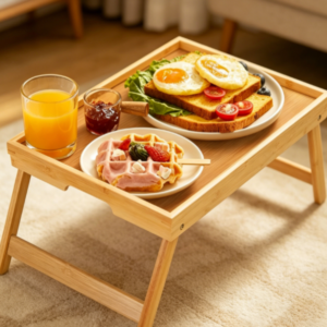 Bamboo Bed Tray Table with Foldable Legs