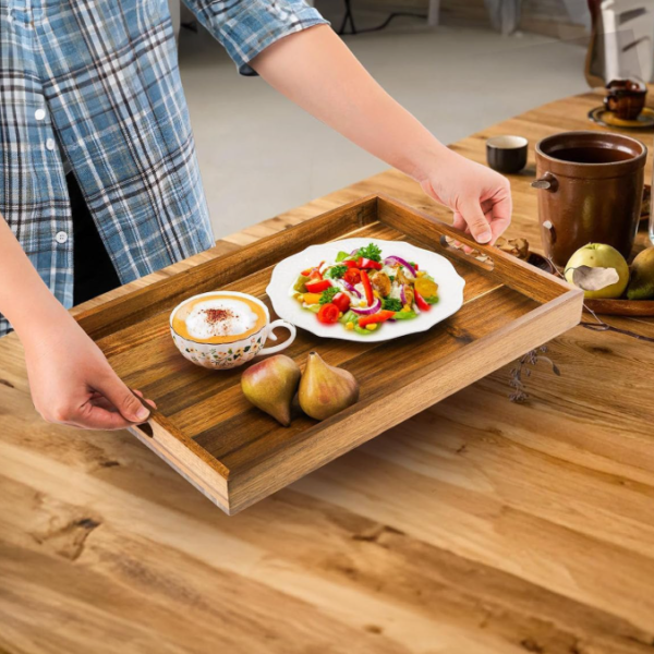 Wooden Serving Tray with Handles