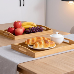 Bamboo Serving Tray Set with Handles