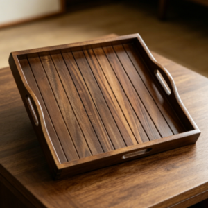 Large Wooden Decorative Serving Tray with Handles
