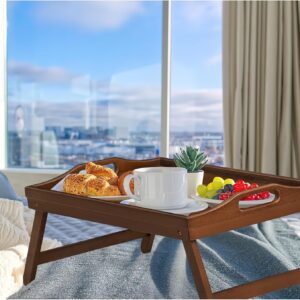 Bamboo Bed Tray Table Set with Folding Legs