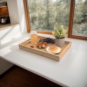 Bamboo Wooden Serving Tray with Handles