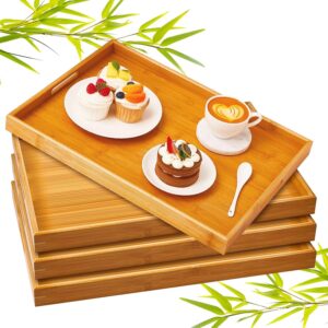 Large Bamboo Serving Tray Set with Handles
